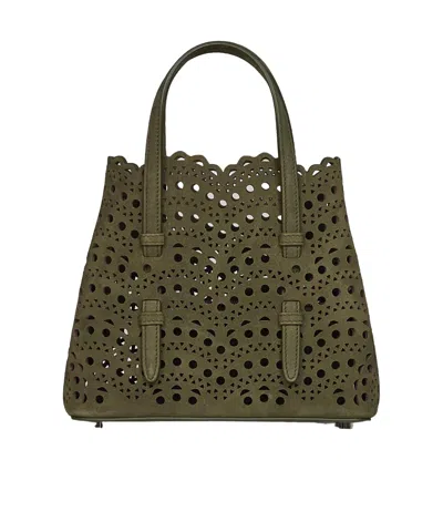 Alaïa 20 Mina Perforated Tote Bag In White