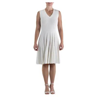 Pre-owned Alaïa 2000s Azzedine Alaia White Rayon Blend V Neck Ribbed Dress