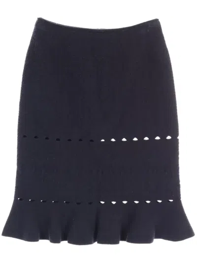 Pre-owned Alaïa 2010s Perforated Skirt In Blue
