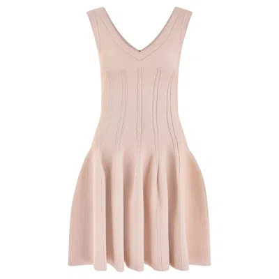 Pre-owned Alaïa 2013 Alaia Peachy Pink Knit Sculptural Skater Dress