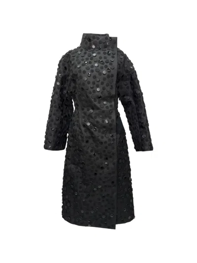 Pre-owned Alaïa 2020s Dots Felted Coat In Black