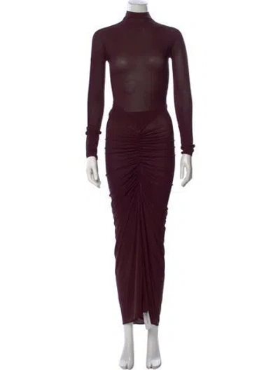 Pre-owned Alaïa 2023 Long Dress In Burgundy