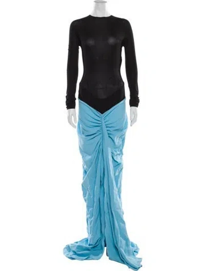 Pre-owned Alaïa 2023 Long Dress W/ Tags In Black/blue