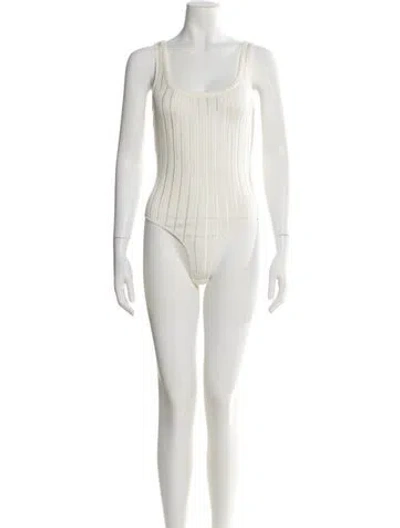 Pre-owned Alaïa 2023 Scoop Neck Bodysuit In Neutral