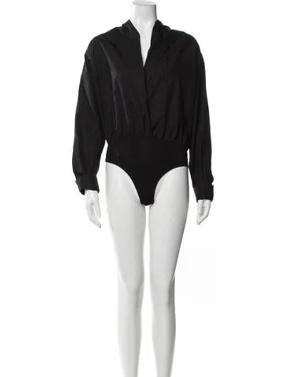 Pre-owned Alaïa 2023 V-neck Bodysuit In Black