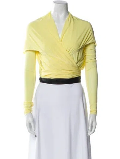 Pre-owned Alaïa 2023 V-neck Crop Top In Yellow