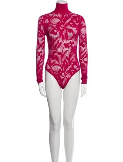 Pre-owned Alaïa 2024 Lace Pattern Bodysuit In Pink