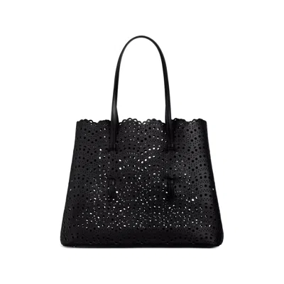 Alaïa 37 Mina Leather Tote Bag In Black