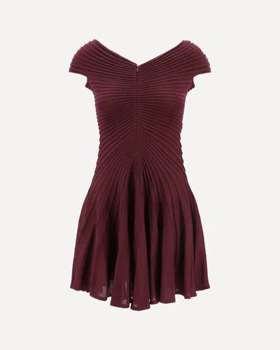 Alaïa 3d Partial Mini Dress In Burgundy