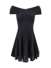 Alaïa V-neck Midweight Knit Wool Mini Dress Clothing In Anthracite