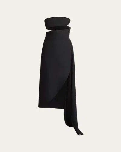 Alaïa 3d Spiral Strapless Dress In Noir Alaia