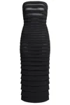 Alaïa 3d Stripe Midi Dress In Noir