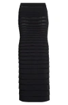 Alaïa 3d Stripe Strapless Midi Dress In Noir Alaia