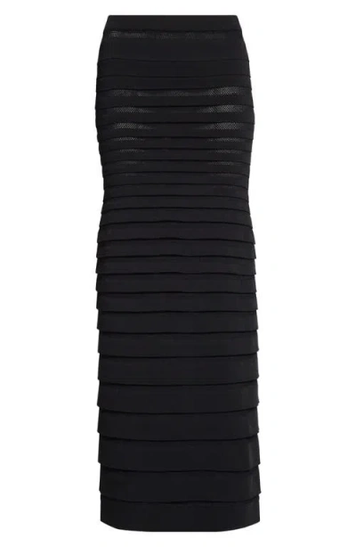 Alaïa 3d Stripe Strapless Midi Dress In Noir Alaia