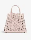 Alaïa Alaia 420 - Rose Dragee Mina Mini Laser-cut Leather Top-handle Bag In 420 - Rose Dragee