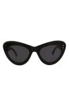 Alaïa 52mm Rounded Cat Eye Sunglasses In Black Black Grey