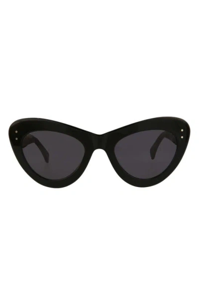 Alaïa 52mm Rounded Cat Eye Sunglasses In Black Black Grey