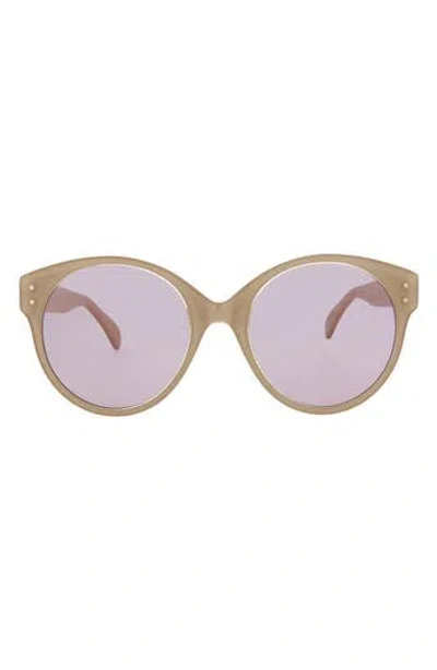 Alaïa 54mm Round Sunglasses In Beige Violet