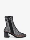 Alaïa Fishnet Patent Leather-trimmed Ankle Boots In Black