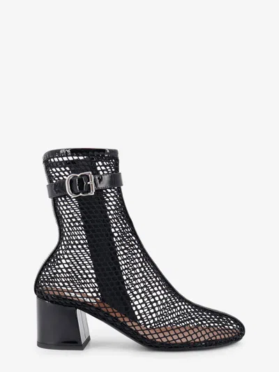 ALAÏA 55 MESH AND PATENT LEATHER BOOTS