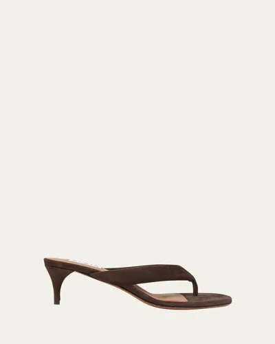 Alaïa 55mm Padded Suede Thong Sandals In Brown
