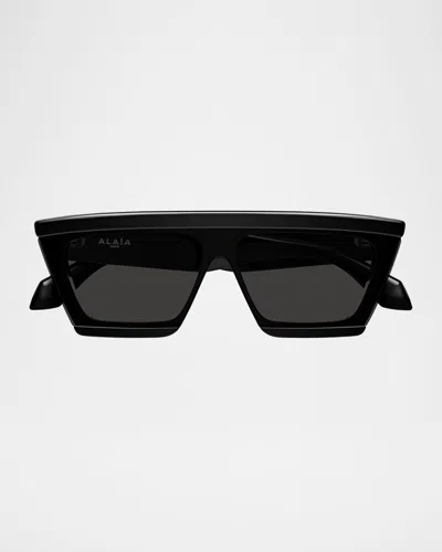 Alaïa 65mm Acetate Mask Sunglasses In Metallic