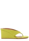 Alaïa Cube Satin Wedge Thong Sandals In Green