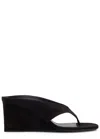 Alaïa Alaia Black Suede Goat Leather Wedge Thong Mules In Black