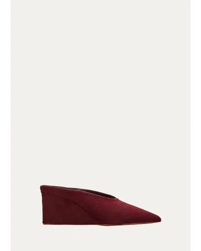 Alaïa 75mm Cube Calf Hair Mule Pumps In Red