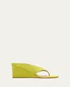 Alaïa Cube Satin Wedge Thong Sandals In Green