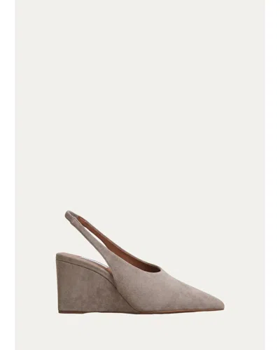 Alaïa 75mm Cube Suede Slingback Pumps In Brown