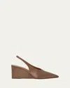 Alaïa Cube 75 Satin Slingback Wedge Pumps In Brown