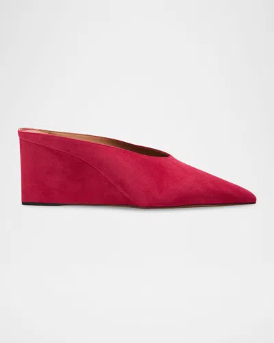 Alaïa 75mm Suede Wedge Mules In Red