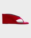 Alaïa 75mm Velvet Wedge Thong Sandals In Pink