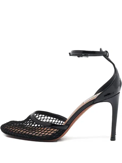 Pre-owned Alaïa 80mm Leather Mesh Sandals In Black