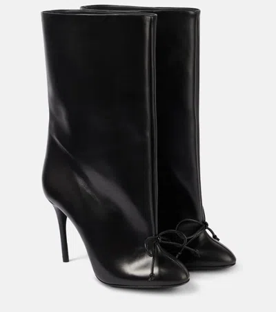 ALAÏA ALAIA 90 BOW-DETAIL LEATHER ANKLE BOOTS