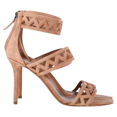 Alaïa 90 Laser-cut Sandals In Nude Suede
