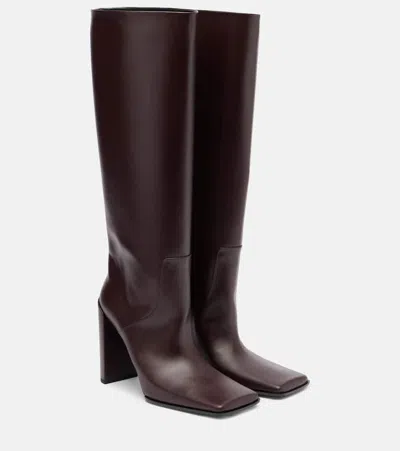 Alaïa 90 Leather Knee-high Boots In Brown