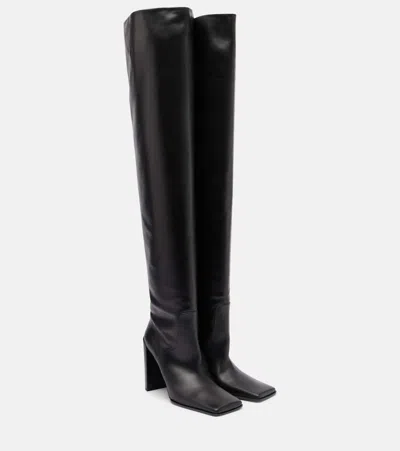 Alaïa 90 Leather Over-the-knee Boots In Black