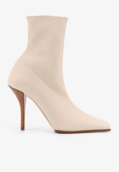 Alaïa 90 Leather Square Boots In Gold