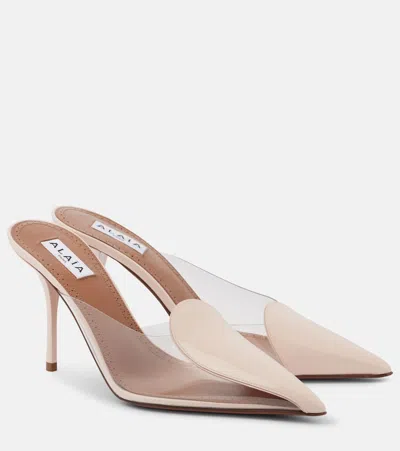 Alaïa 90 Pvc And Leather Mules In Pink