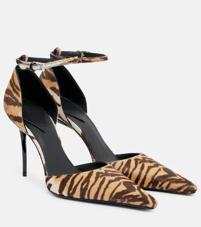 Alaïa 90 Tiger-print Calf Hair Pumps In Brown