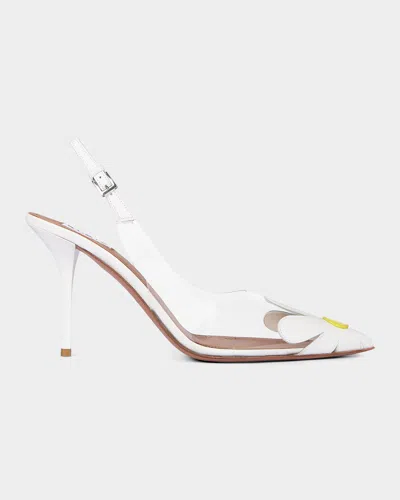 Alaïa 90mm Bloom Transparent Slingback Pumps In White