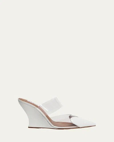 Alaïa Womens White Le Coeur 90 Patent-leather And Pvc Wedge Mules Eur 36 / 3 Uk