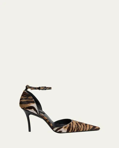 Alaïa 90mm D'orsay Tiger Calf Hair Ankle-strap Pumps In Animal Print