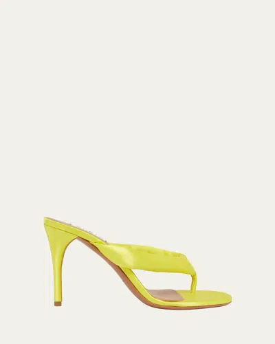 Alaïa 90mm Padded Satin Thong Sandals In Green