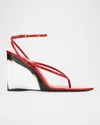 Alaïa 90mm Patent Leather Wedge Sandals In Animal Print
