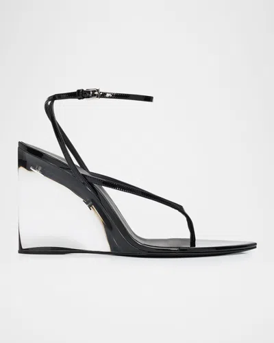 Alaïa 90mm Patent Leather Wedge Sandals In Black