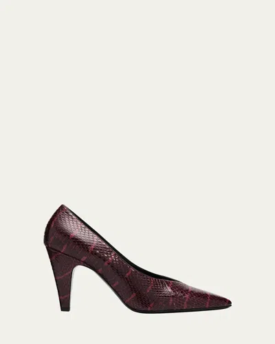 Alaïa 90mm Snake Leather Pumps In Burgundy