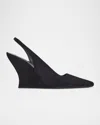Alaïa Wave Mules Suede Wedge Heel Pointed Toe In Black